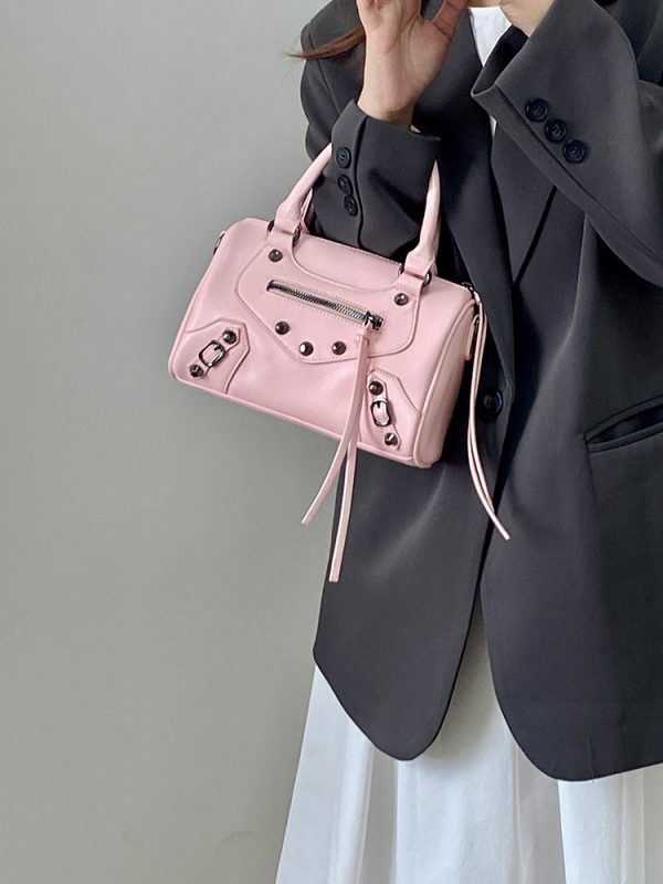 Trendy Pink Motorcycle Crossbody Bag for Women â€“ Stylish Shoulder Handbag, 2025 Niche Design, Cool Fashion Accessory
