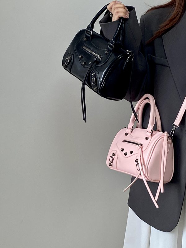 Trendy Pink Motorcycle Crossbody Bag for Women â€“ Stylish Shoulder Handbag, 2025 Niche Design, Cool Fashion Accessory