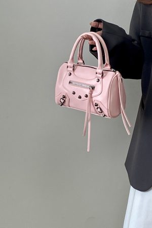 Trendy Pink Motorcycle Crossbody Bag for Women â€“ Stylish Shoulder Handbag, 2025 Niche Design, Cool Fashion Accessory