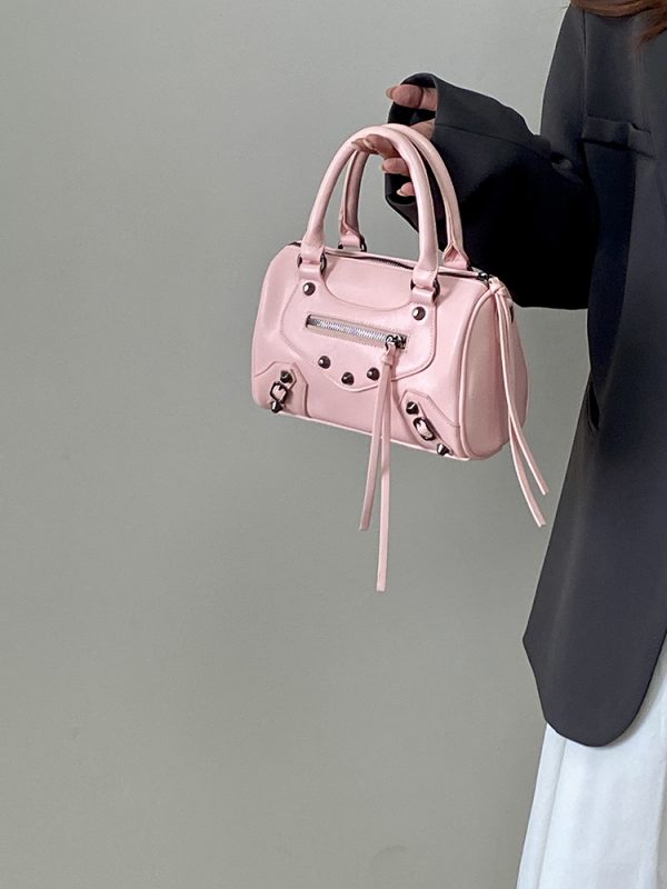 Trendy Pink Motorcycle Crossbody Bag for Women â€“ Stylish Shoulder Handbag, 2025 Niche Design, Cool Fashion Accessory