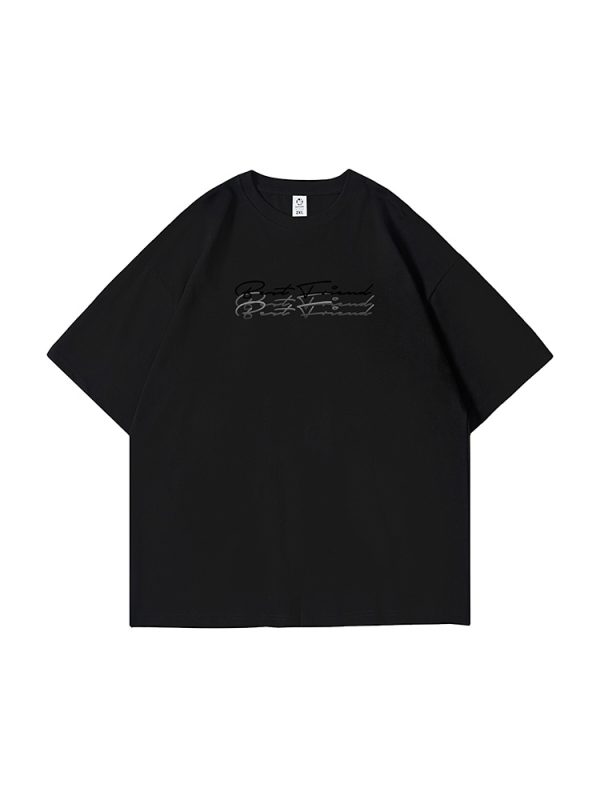 Trendy Plus Size Loose Fit Half-Sleeve T-Shirt for Men, Simple Spring Style with Letter Design, Casual Streetwear Fashion