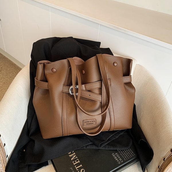 Trendy Retro Drawstring Tote Bag for Women - Large Capacity Casual Shoulder Bag for Spring Summer 2025