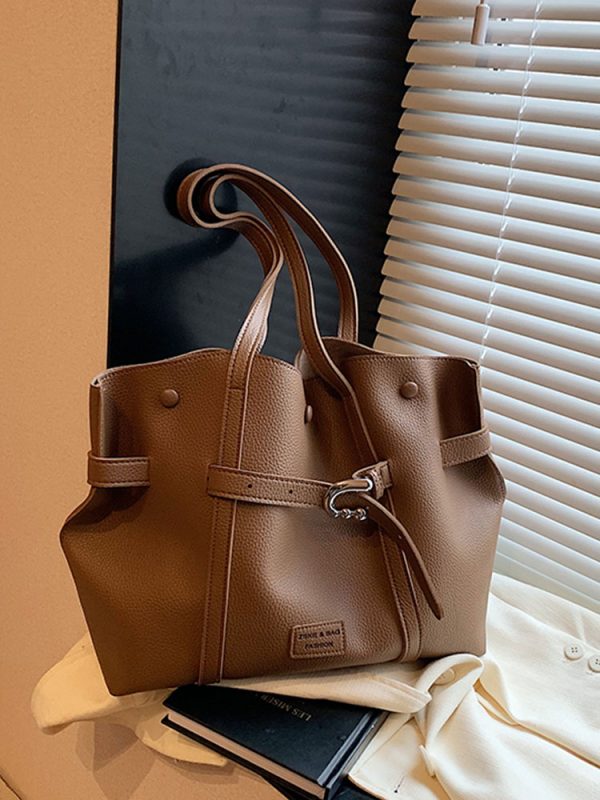 Trendy Retro Drawstring Tote Bag for Women - Large Capacity Casual Shoulder Bag for Spring Summer 2025