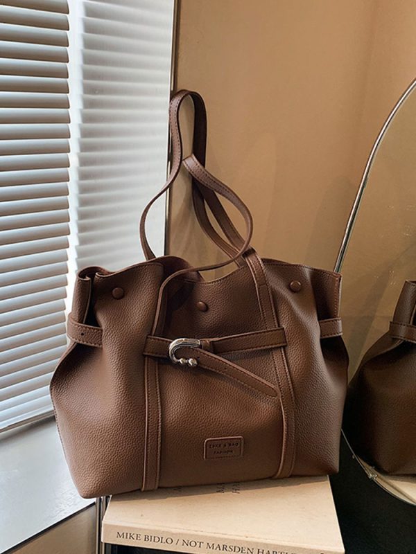 Trendy Retro Drawstring Tote Bag for Women - Large Capacity Casual Shoulder Bag for Spring Summer 2025