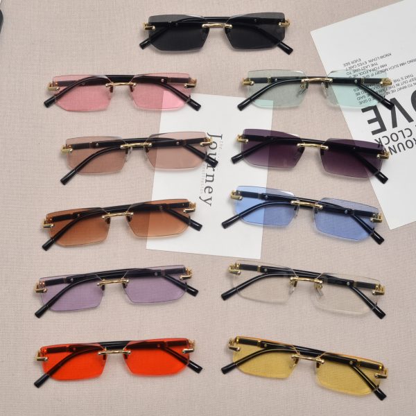 Trendy Retro Frameless Cut-Edge Sunglasses for Men and Women - Slimming Candy-Colored Design for Small Faces