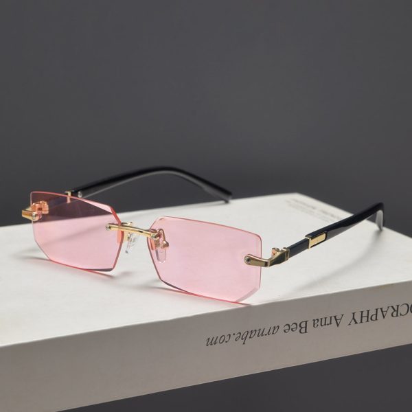 Trendy Retro Frameless Cut-Edge Sunglasses for Men and Women - Slimming Candy-Colored Design for Small Faces