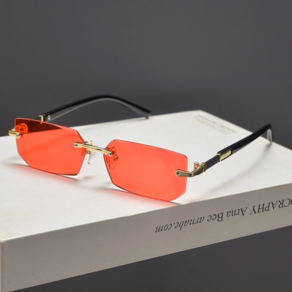 Trendy Retro Frameless Cut-Edge Sunglasses for Men and Women - Slimming Candy-Colored Design for Small Faces