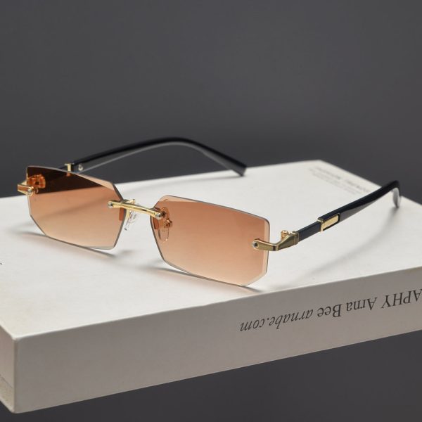 Trendy Retro Frameless Cut-Edge Sunglasses for Men and Women - Slimming Candy-Colored Design for Small Faces