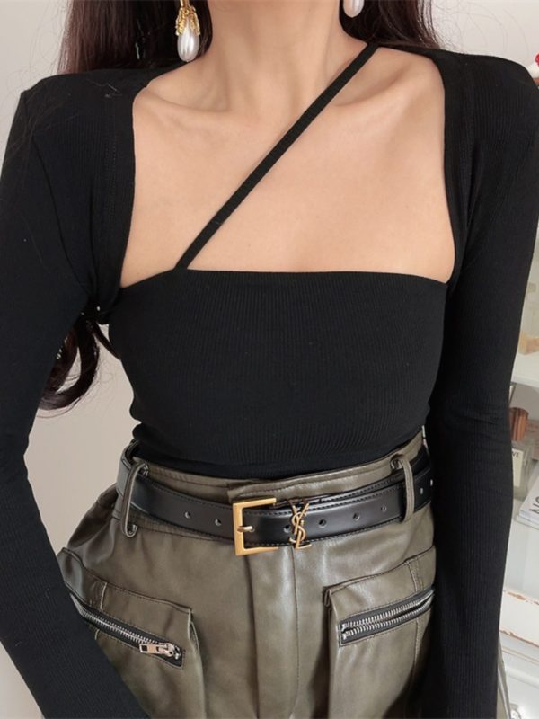 Trendy Retro Long Sleeve T-Shirt for Women - Sexy Spring/Summer Style, Perfect for Showcasing Curves, Y2K Inspired