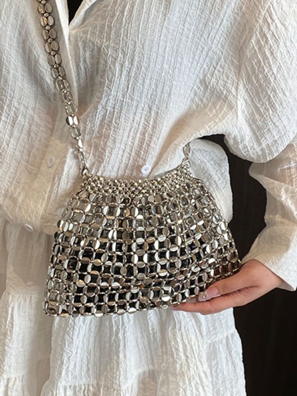 Trendy Rhinestone Drawstring Bucket Bag - Versatile Spring 2025 Shoulder Crossbody Bag with High-End Style