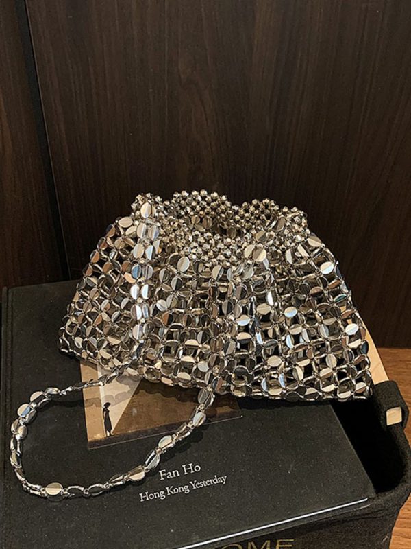 Trendy Rhinestone Drawstring Bucket Bag - Versatile Spring 2025 Shoulder Crossbody Bag with High-End Style