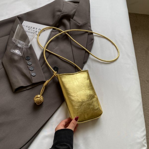 Trendy Silver Crossbody Phone Bag for Women, Lightweight Mini Bag with Unique Texture for Summer 2025 Fashion