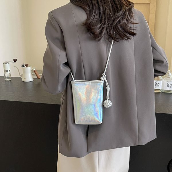 Trendy Silver Crossbody Phone Bag for Women, Lightweight Mini Bag with Unique Texture for Summer 2025 Fashion