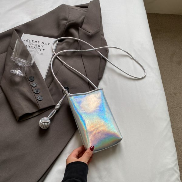 Trendy Silver Crossbody Phone Bag for Women, Lightweight Mini Bag with Unique Texture for Summer 2025 Fashion