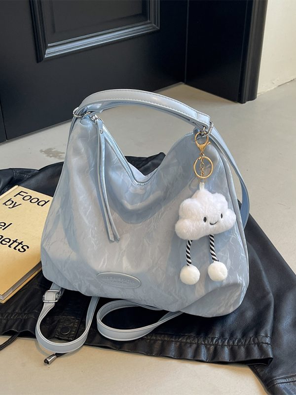Trendy Silver Travel Backpack for Women - 2025 Multifunctional Large Capacity Shoulder & Crossbody Bucket Bag