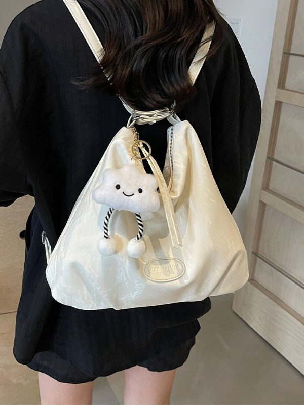 Trendy Silver Travel Backpack for Women - 2025 Multifunctional Large Capacity Shoulder & Crossbody Bucket Bag