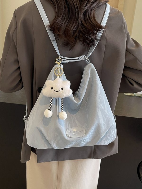 Trendy Silver Travel Backpack for Women - 2025 Multifunctional Large Capacity Shoulder & Crossbody Bucket Bag