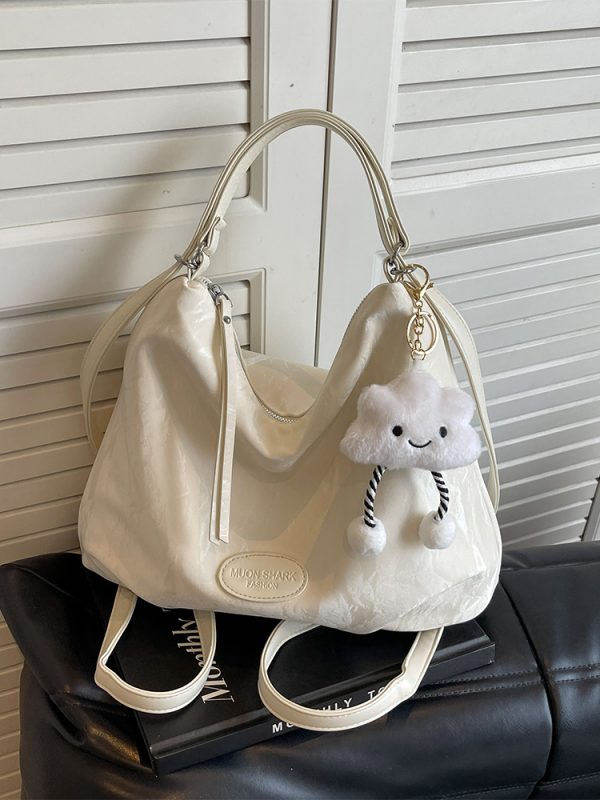 Trendy Silver Travel Backpack for Women - 2025 Multifunctional Large Capacity Shoulder & Crossbody Bucket Bag