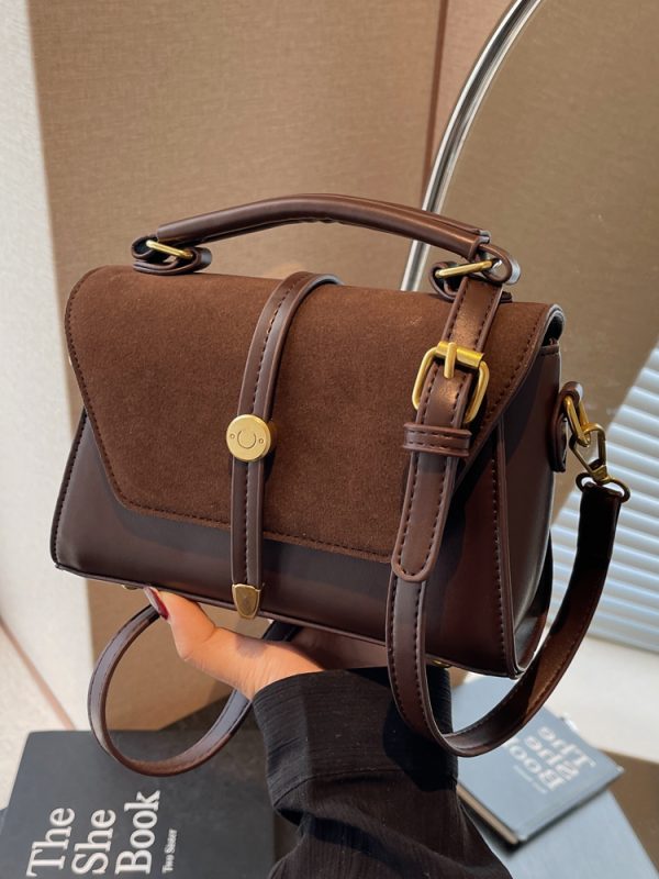 Trendy Suede Patchwork Crossbody Bag for Women - Versatile Small Commuter Design for Spring-Summer 2025