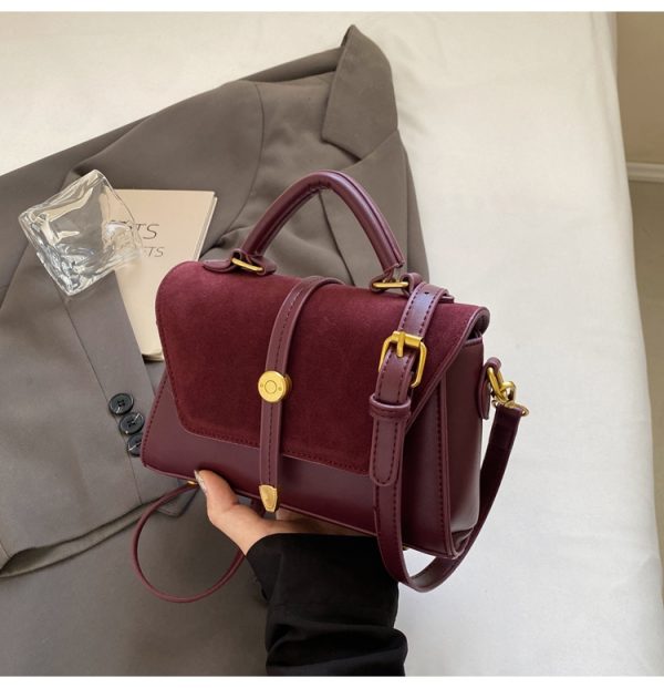 Trendy Suede Patchwork Crossbody Bag for Women - Versatile Small Commuter Design for Spring-Summer 2025
