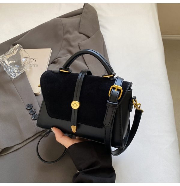 Trendy Suede Patchwork Crossbody Bag for Women - Versatile Small Commuter Design for Spring-Summer 2025