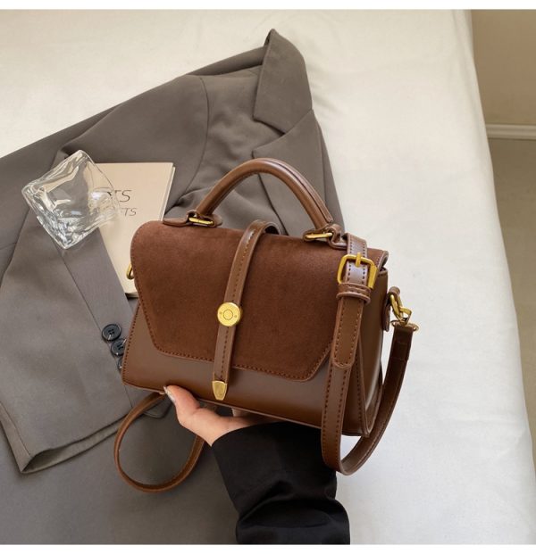 Trendy Suede Patchwork Crossbody Bag for Women - Versatile Small Commuter Design for Spring-Summer 2025