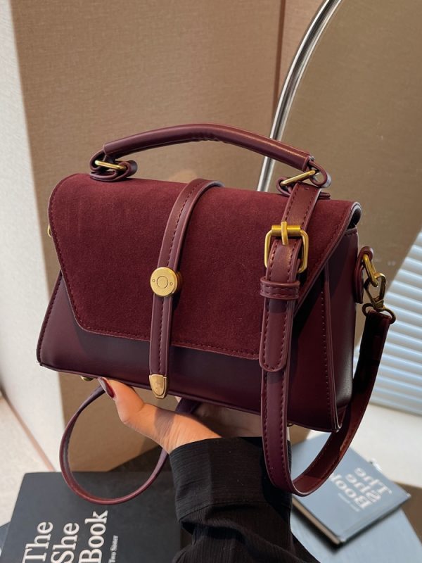 Trendy Suede Patchwork Crossbody Bag for Women - Versatile Small Commuter Design for Spring-Summer 2025