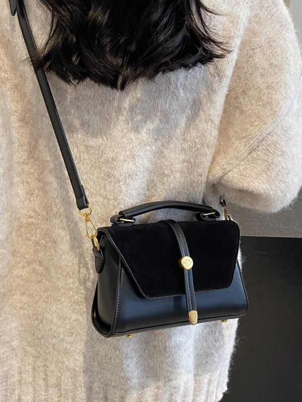 Trendy Suede Patchwork Crossbody Bag for Women - Versatile Small Commuter Design for Spring-Summer 2025