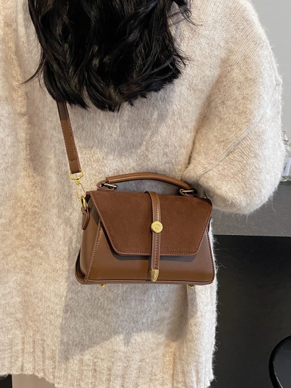Trendy Suede Patchwork Crossbody Bag for Women - Versatile Small Commuter Design for Spring-Summer 2025