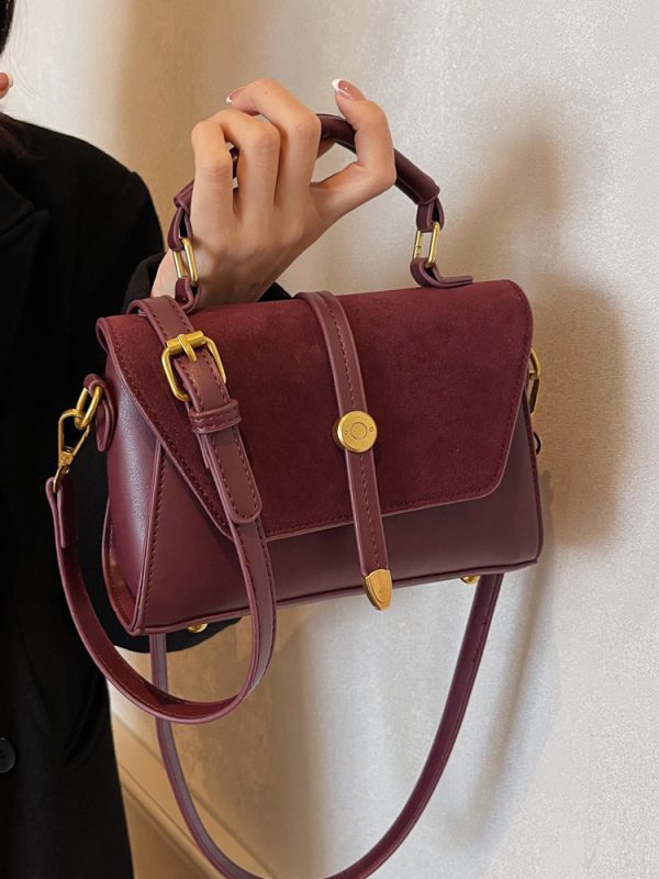 Trendy Suede Patchwork Crossbody Bag for Women - Versatile Small Commuter Design for Spring-Summer 2025