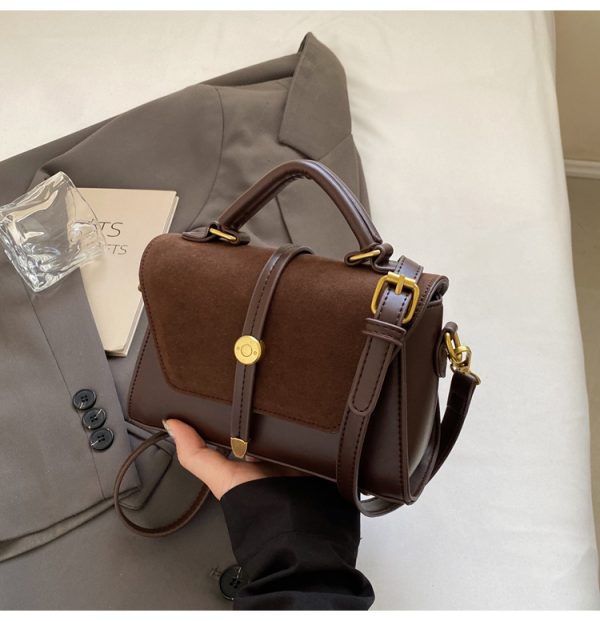 Trendy Suede Patchwork Crossbody Bag for Women - Versatile Small Commuter Design for Spring-Summer 2025