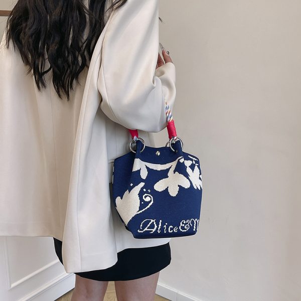 Trendy Summer Embroidered Purple Bucket Tote Bag for Women - Fresh 2025 Phone Bag, Cute Design, Fashionable Accessory