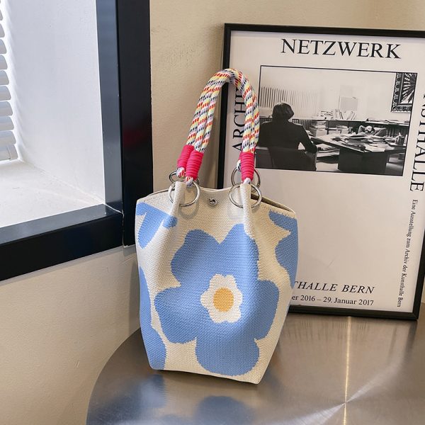Trendy Summer Embroidered Purple Bucket Tote Bag for Women - Fresh 2025 Phone Bag, Cute Design, Fashionable Accessory