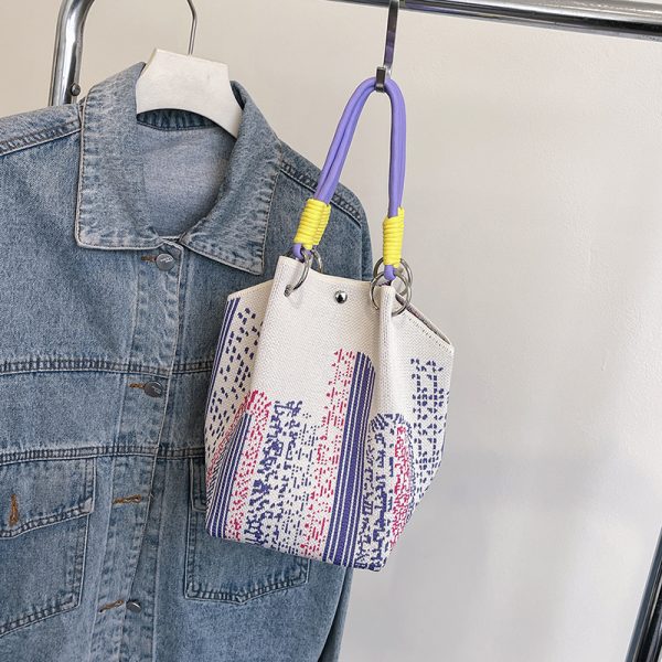 Trendy Summer Embroidered Purple Bucket Tote Bag for Women - Fresh 2025 Phone Bag, Cute Design, Fashionable Accessory