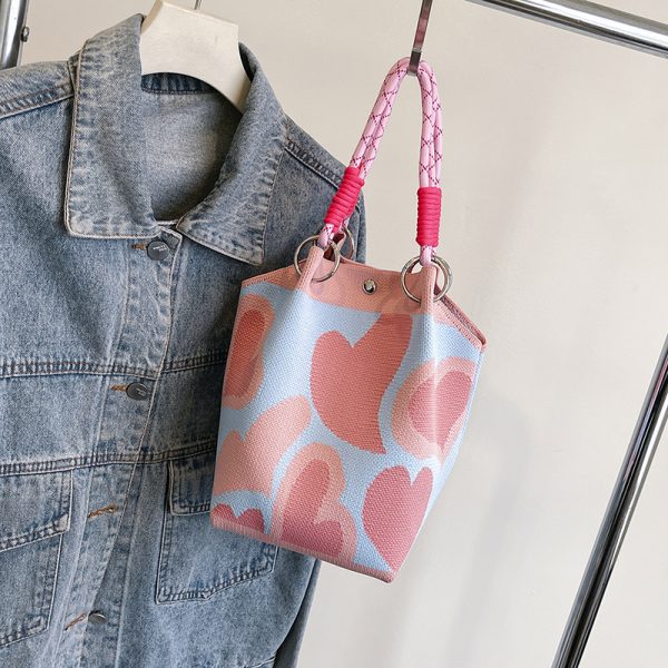 Trendy Summer Embroidered Purple Bucket Tote Bag for Women - Fresh 2025 Phone Bag, Cute Design, Fashionable Accessory
