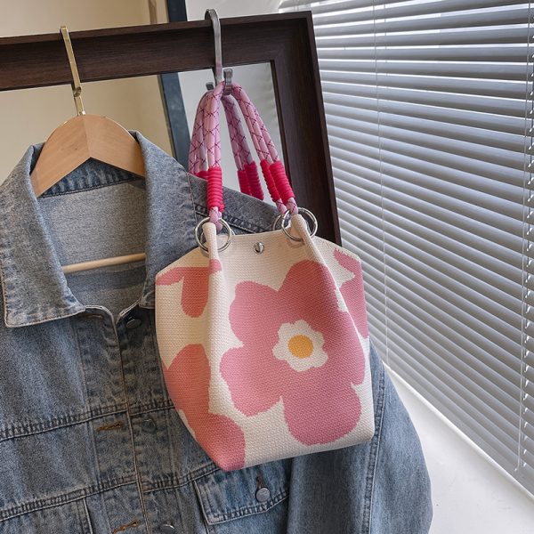 Trendy Summer Embroidered Purple Bucket Tote Bag for Women - Fresh 2025 Phone Bag, Cute Design, Fashionable Accessory