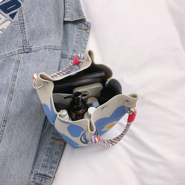 Trendy Summer Embroidered Purple Bucket Tote Bag for Women - Fresh 2025 Phone Bag, Cute Design, Fashionable Accessory