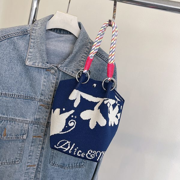 Trendy Summer Embroidered Purple Bucket Tote Bag for Women - Fresh 2025 Phone Bag, Cute Design, Fashionable Accessory