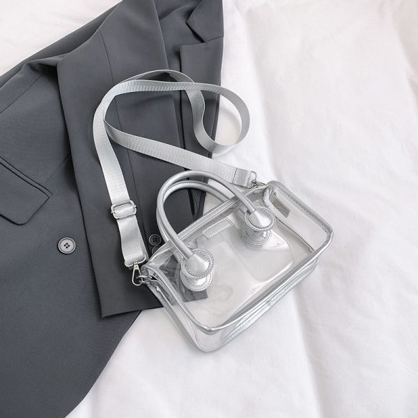 Trendy Summer Silver Transparent Jelly Tote Bag for Women, Small Crossbody Phone Bag, 2025 Fashion Must-Have
