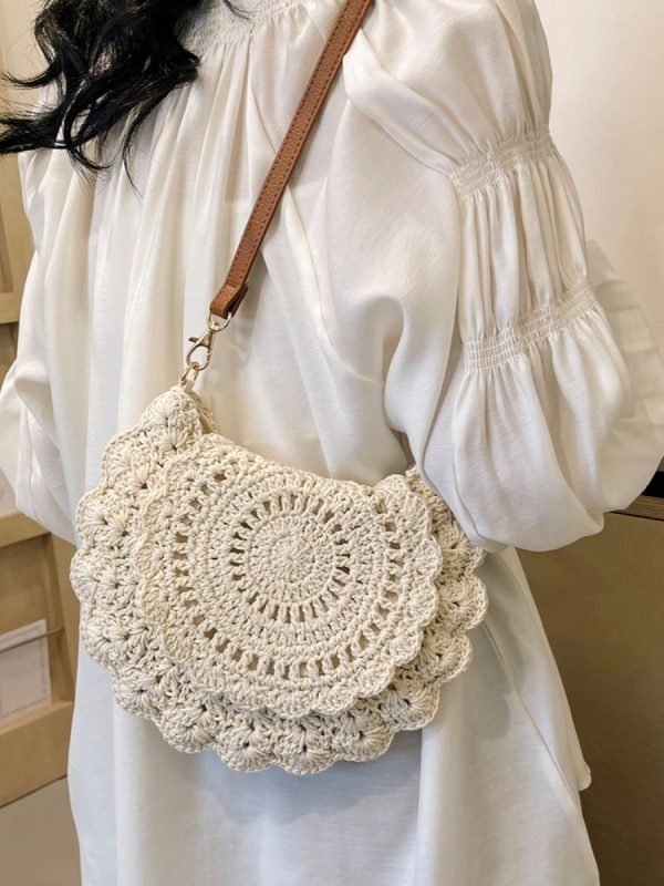 Trendy Summer Woven Shoulder Bag for Women - Casual Knitted Saddle Bag, Versatile Fashion Accessory 2025