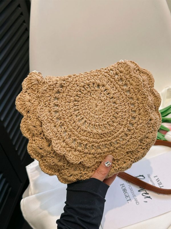 Trendy Summer Woven Shoulder Bag for Women - Casual Knitted Saddle Bag, Versatile Fashion Accessory 2025