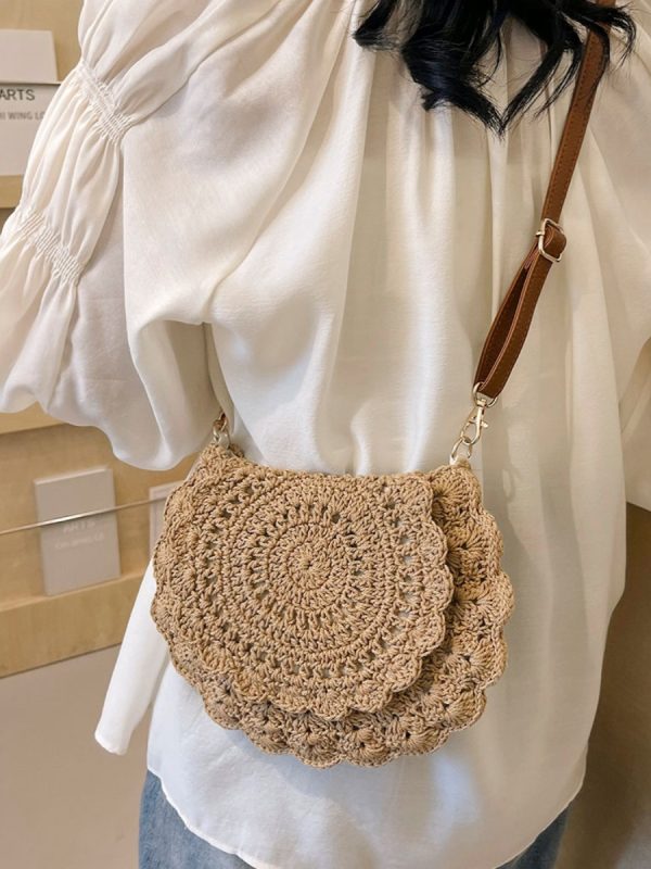 Trendy Summer Woven Shoulder Bag for Women - Casual Knitted Saddle Bag, Versatile Fashion Accessory 2025