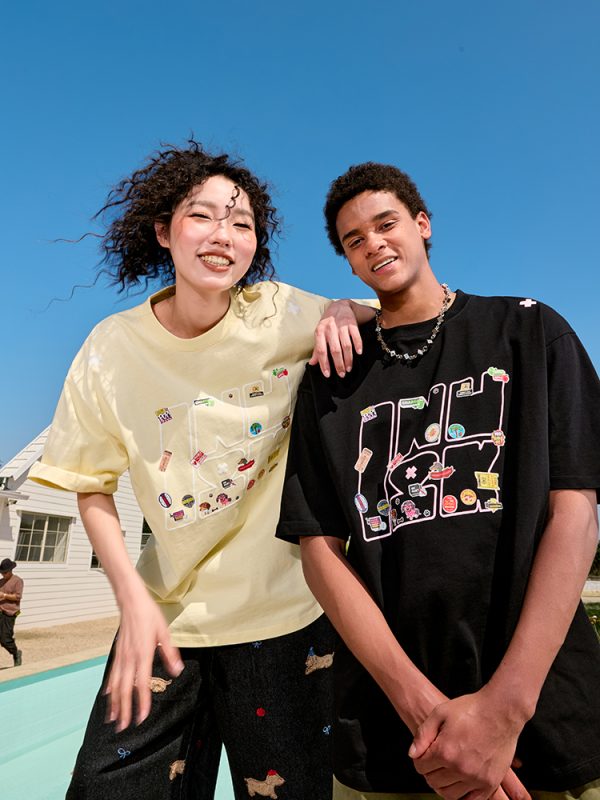 Trendy Unisex Cartoon Fun Couple Short Sleeve T-Shirt - American Heavyweight 90s Inspired Casual Wear for 2025