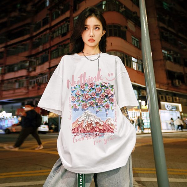 Trendy Unisex Japanese-Style Loose Short-Sleeve T-Shirts for Couples - Summer Fashion, Plus Size, Casual Streetwear