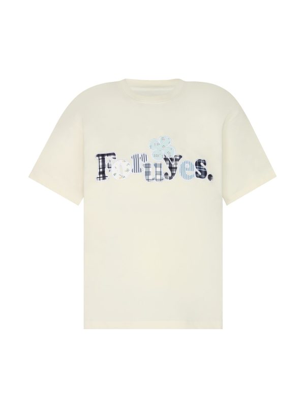 Trendy Unisex Short Sleeve T-Shirt with Plaid Floral Patch Embroidery - Summer Loose Fit Casual Wear