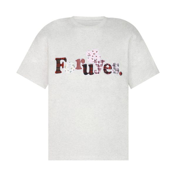 Trendy Unisex Short Sleeve T-Shirt with Plaid Floral Patch Embroidery - Summer Loose Fit Casual Wear