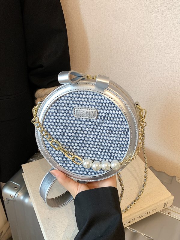 Trendy Women's 2025 Versatile Chain Crossbody Shoulder Bag - Small Round Design for Commuting and Everyday Chic