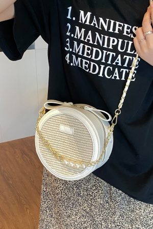 Trendy Women's 2025 Versatile Chain Crossbody Shoulder Bag - Small Round Design for Commuting and Everyday Chic