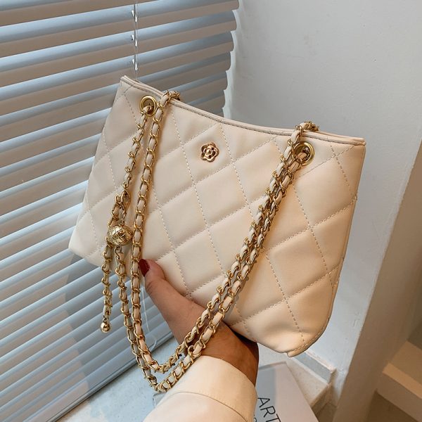 Trendy Women's Crossbody Bag - Large Capacity Diamond Pattern Shoulder Bag for Spring/Summer 2025, Versatile Chain Design