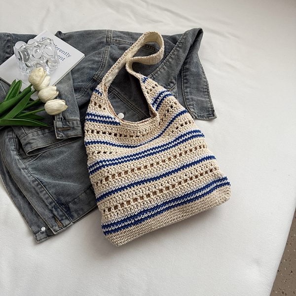 Trendy Women's Knitted Beach Tote Bag - Large Capacity Shoulder Bag for Vacation 2025